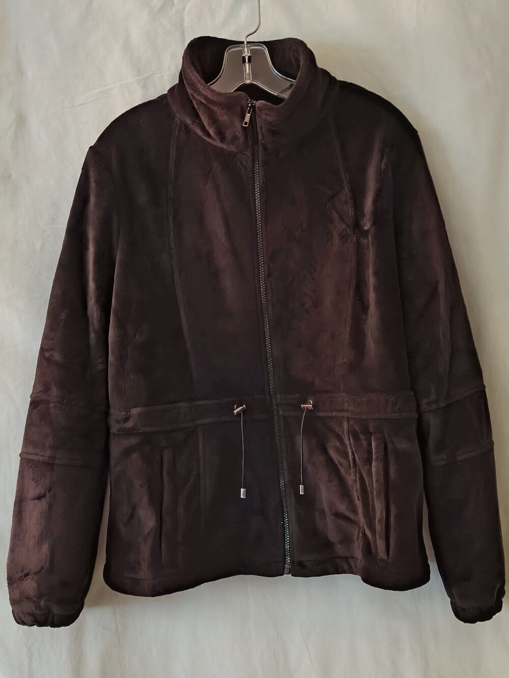 Kristen Blake Black Plush Zip-Front Jacket
